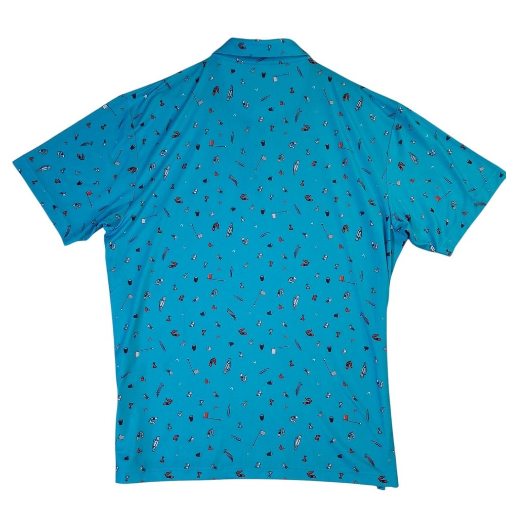 Callaway Polo Shirt Mens XL Blue Opti-Dri Golf Print Performance Stretch Casual - Picture 3 of 8
